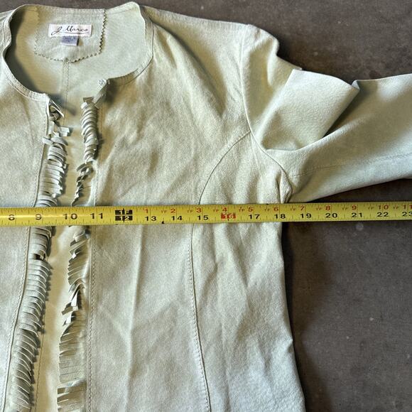 Vintage 90s J. Marco Genuine Leather Suede Green Pistachio Sport Jacket M Fringe - Picture 10 of 15